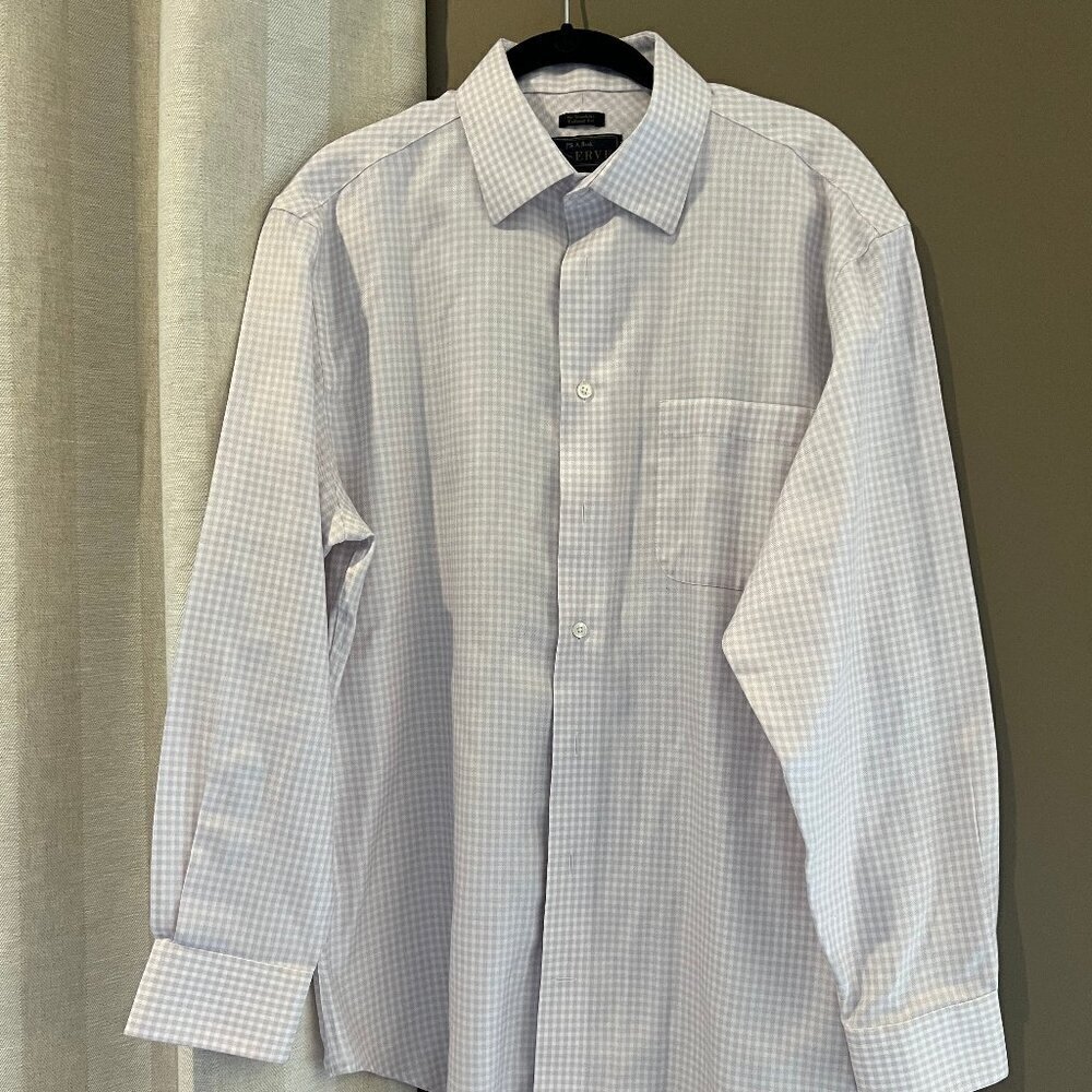 Jos. A Bank Reserve Lavender & White Check Long Sleeve Dress Shirt, Size